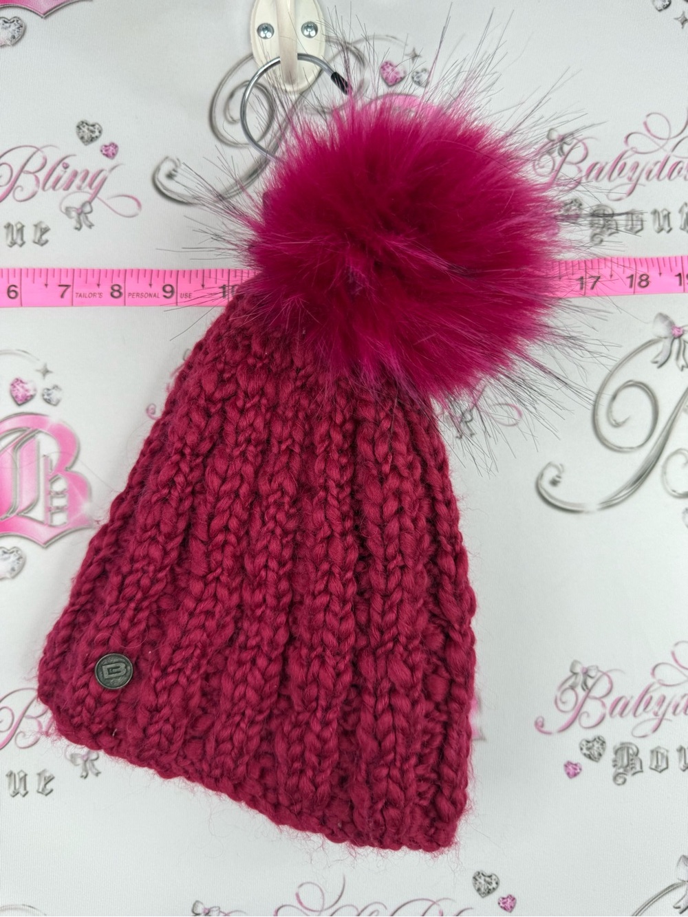 BULA toque hat winter knit Chunky Knit Pom Beanie - Fuchsia